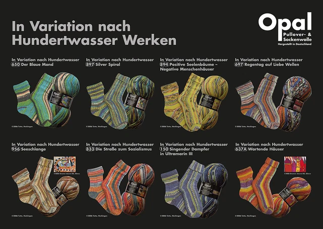 OPAL-HUNDERTWASSER 100g SOCKENWOLLE 4FACH  Farbauswahl