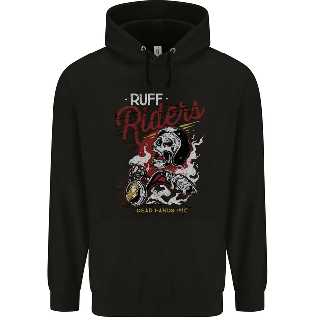 Biker Ruff Riders Motorcycle Motorbike Mens 80% Cotton Hoodie