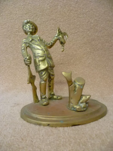An Antique French Cast Brass Figurine Of A Drunken Hunter. Tipsy Hunter Doorstop