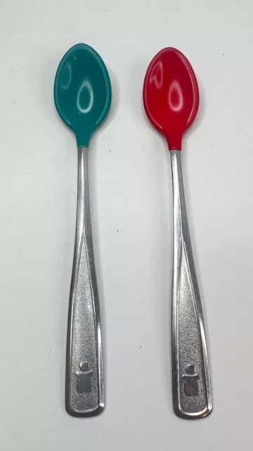 Vintage 80 The First Years Lot of 2 Infant/Baby Spoon Stainless Soft Coated End