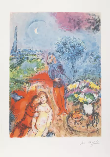 Marc Chagall, Serenade, Lithographie, Facsimile Signée Et Numéroté En Crayon