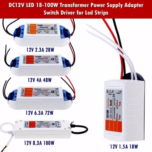 LED Power Supply 200W High-powerTransformer Waterproof IP67 12V DC Driver  Adapter for Outdoor Use