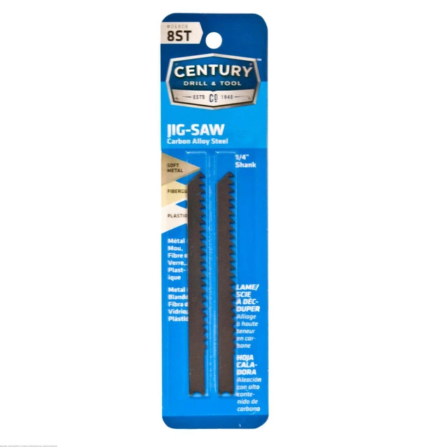 Hoja de sierra de plantilla de aleación Century Drill 8ST x 3 5/8"" 0,040"" de espesor 2 piezas 06808