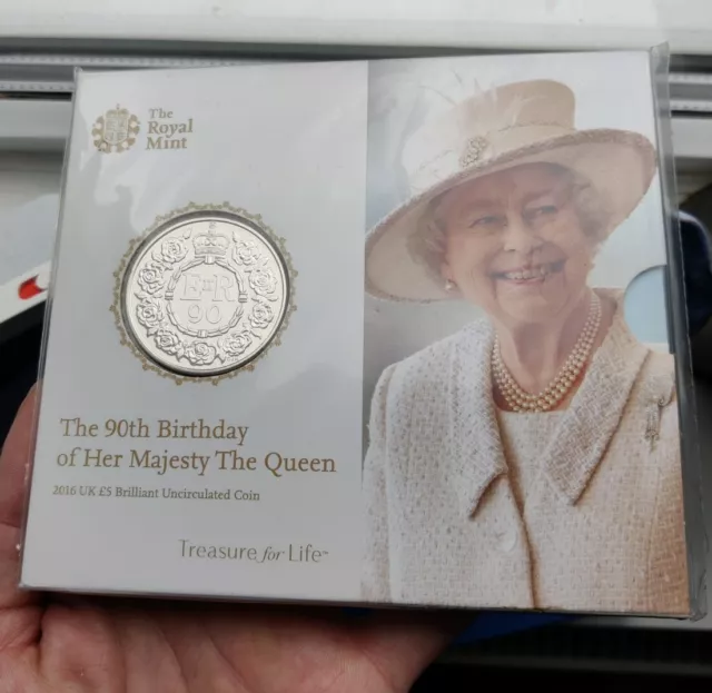 2016 Royal Mint Queens 90th Birthday Brilliant Uncirulated £5 Five Pound Coin UK