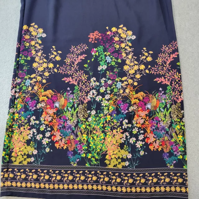 Merona Dress Navy Blue Border Print Floral Shift Womens Size Large 2