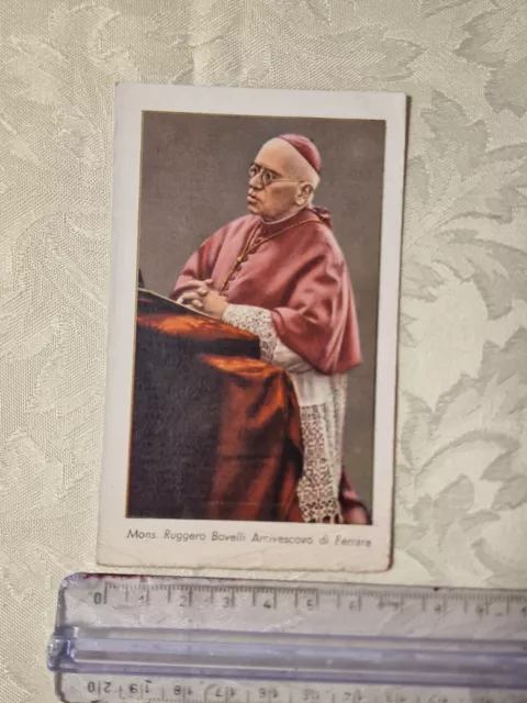 Santino Holy Card Mons. Ruggero Bovelli Arcivescovo di Ferrara 1955 SI107 ^