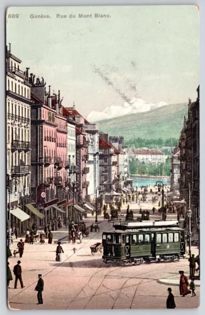 Geneva Switzerland Rue Du Mont Blanc Historic City Landmark DB Postcard