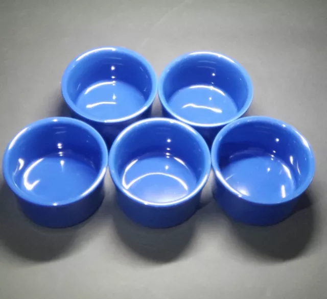 Cuisinart Ramekins 5pc Custard Cups Souffle 5 oz Cobalt Blue 3.5" Stoneware EUC