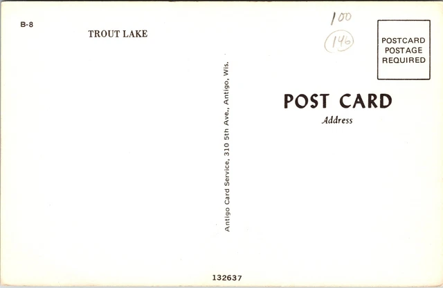 Aerial View Trout Lake Wisconsin WI Unposted Postcard 2