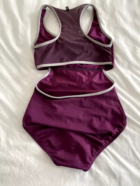 Mariia Dancewear Vera Mesh Racerback Tank Leotard, Purple and Gray, Size M