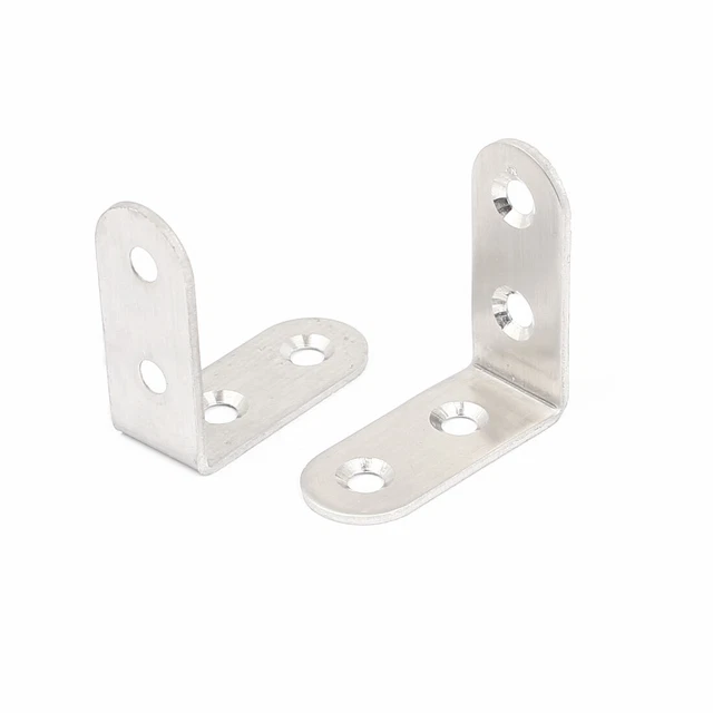 40mmx40mm L Shape Stainless Steel Shelf Wall Corner Brace Angle Bracket 2pcs