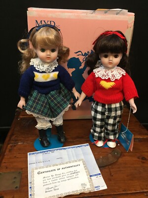 MARIAN YU MYD Betty Brenda Friends Girl 12" Porcelain Doll LOT COA 1988 w/stands