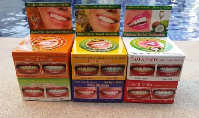 Thai Herbal Toothpaste Set 6 pcs 6 x 25 g 5 Star Cosmetic Natural 100 % Thailand