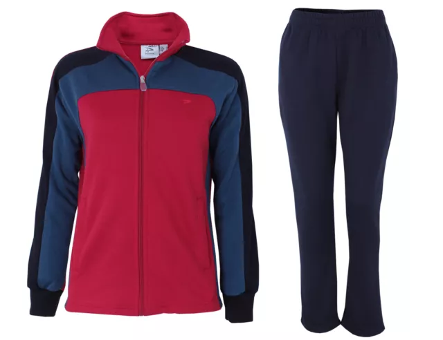 Herbold Sportswear Damen Trainingsanzug Jogginganzug Freizeitanzug rot-blau