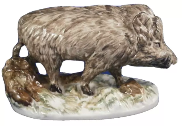 Raro Nymphenburg Porcelana Jabalí Estatuilla De Figura Porzellan Wildschwein