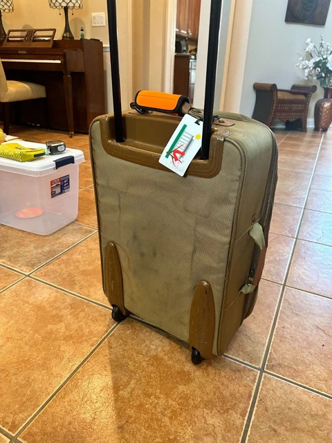 HARTMANN Tan Nylon w/ Leather Trim 22” Upright Wheeled Carry-on Rolling Suitcase