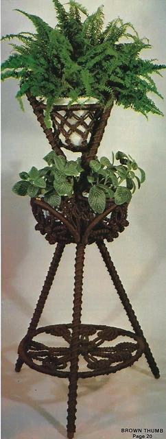Vtg 1970's Retro Macrame Plant Stand Pattern Sketchbook Lee Originals Book L725