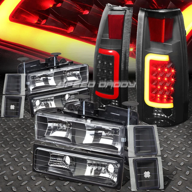 BLACK HOUSING HEADLIGHT+CORNER+SMOKED 3D UHalo Led Tail Light For 94