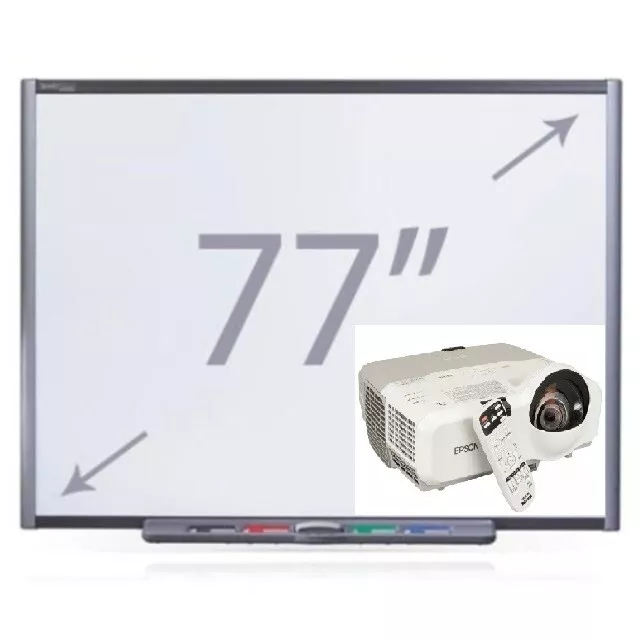 77" Sb680 Interactive Smart Board & Epson Short Throw Projector Complete