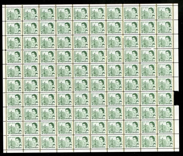 CANADA SHEET - Scott 455piii - Tagged GT2 HF/fl PVA - 2¢ Green Centennial (.014)