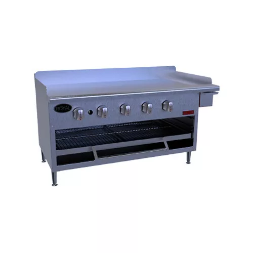 Royal Range of California GB-48 Countertop Gas Griddle on Overfire Broiler