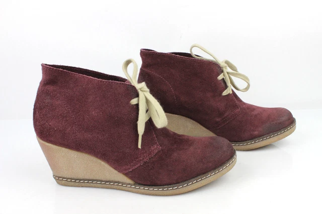 Bottines Lacets à Talons Compensés CABLE Daim Prune T 39 --> 40 TRES BON ETAT