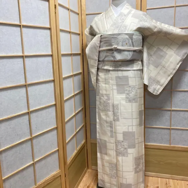 8671# Japanese kimono Vintage Pure Silk Robe Traditional Kimono only sold 158cm