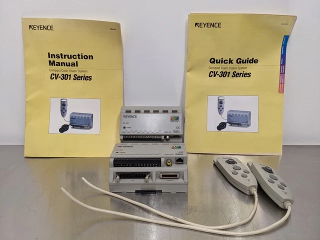 2 Keyence CV-301 Control Module Compact Vision Color System Module and Remote