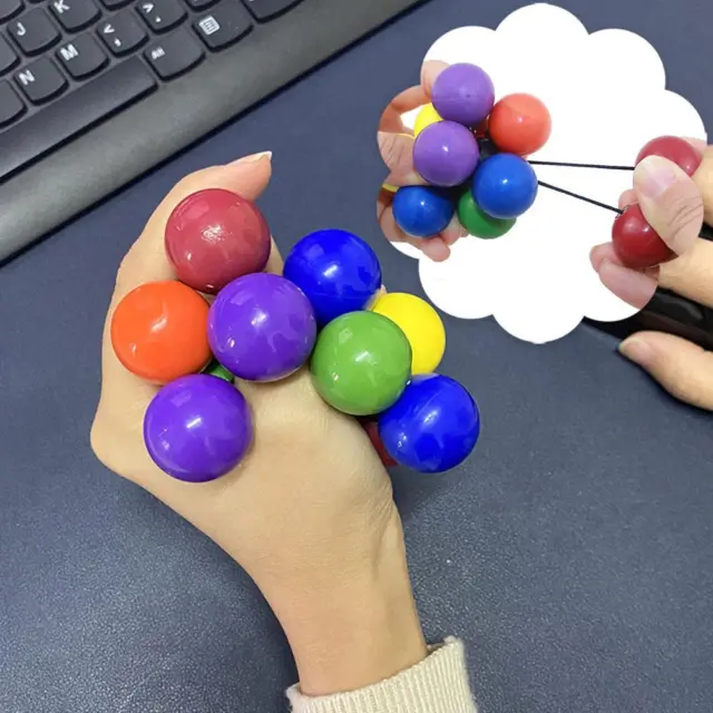 Lot de 5 balles anti-stress Squishy, jouet sensoriel coloré pour la maison,  le bureau, le soulagement du stress, ADN Fidget Ball Toy pour enfants  adultes, poignée à main avec petits haricots à