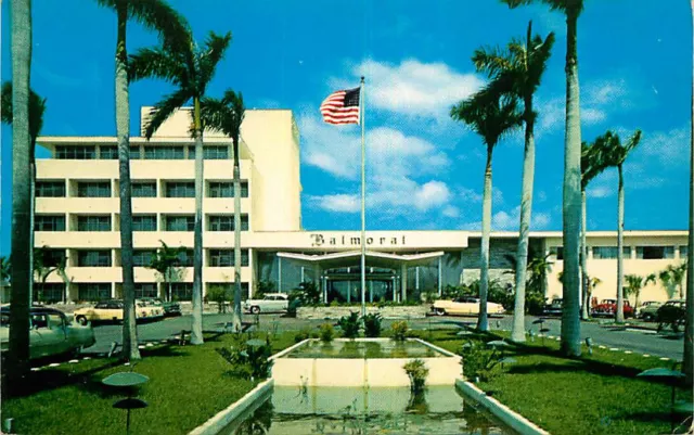 Birdseye View Miami Beach Florida Sands Motel roadside 1950s Postcard pool  7795