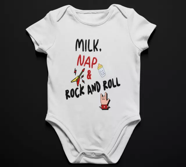 Body bebé MILK NAP and ROCK AND ROLL - Algodón - Impresión de calidad.