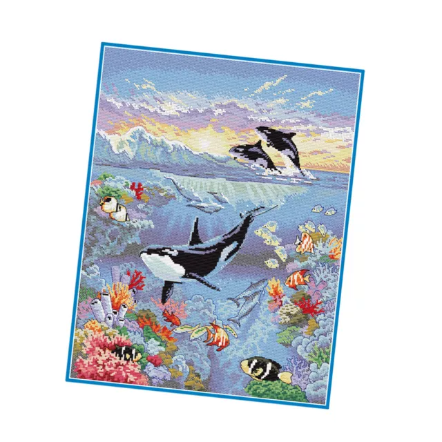 Kreuzstich Stickpackung - Ozean Welt - Stickbild Stickvorlage vorgedruckt 2