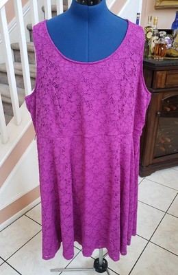 LANE BRYANT Pink All Lace Sleeveless Back Cutout Fit & Flare Dress Sz 3X 22/24