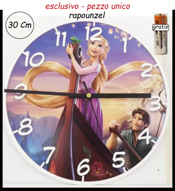 OROLOGIO in CAMERETTA BAMBINI di RAPUNZEL da parete NUOVO CARTONI ANIMATI PILA