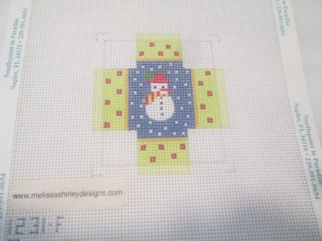 Snowman Petit Four-Melissa Shirley-Handpainted Needlepoint Canvas
