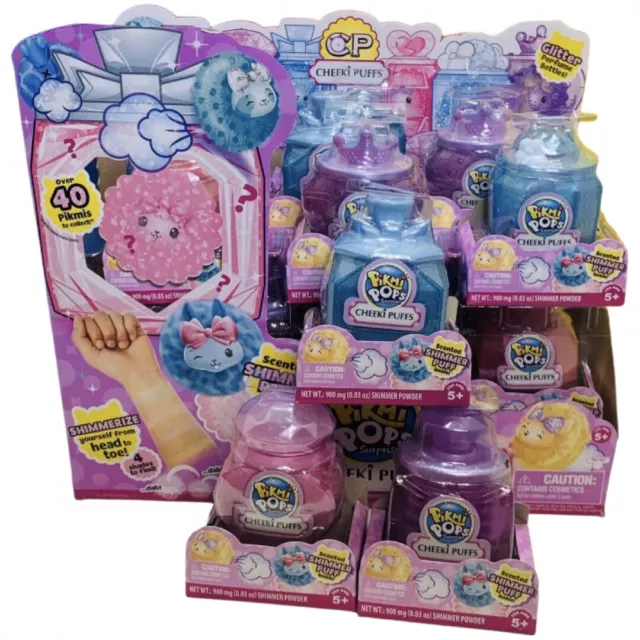 Botella de perfume para niños Pikmi Pops Cheeki Puffs con aroma a polvo brillante