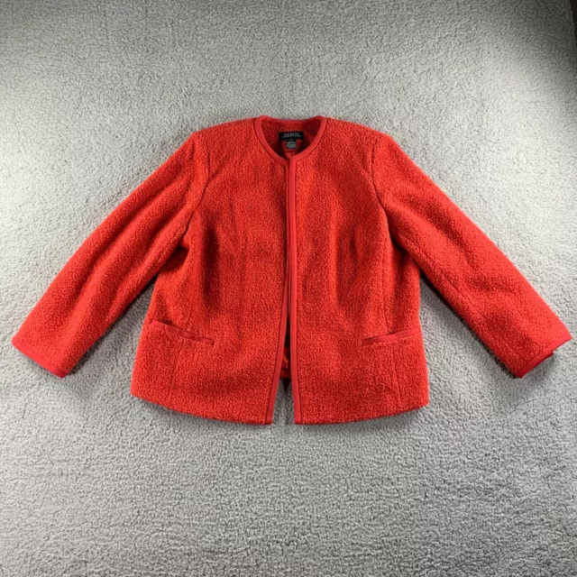 Jones New York Signature Jacket Womens Plus Size 16W Red Wool Blend Coat Open