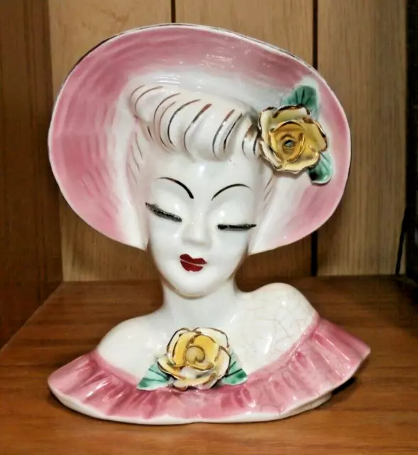 Vintage Lady Head Vase Wall Pocket - Lefton?????