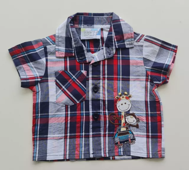 BQT Baby Boys Short Sleeve Button Up Shirt Top size 000 Colour  Checks