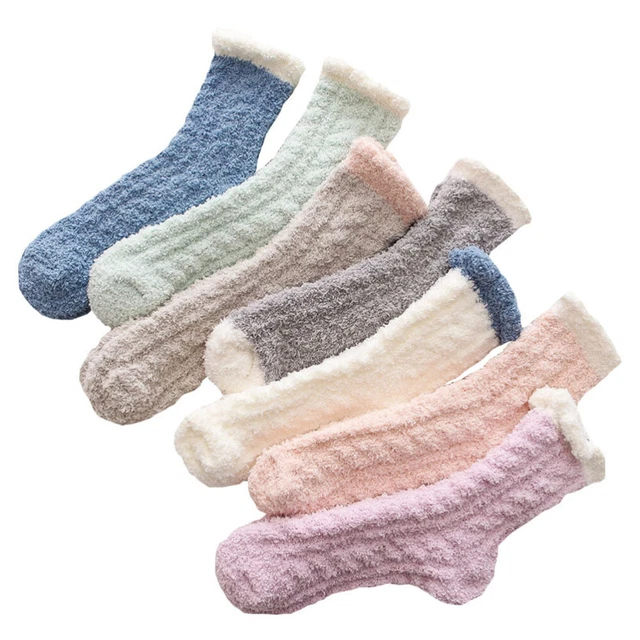 7 Pares Calcetines Zapatillas Mujeres Coral Lanza Calcetines para Dormir Calcetines Cálidos Hombres Informales