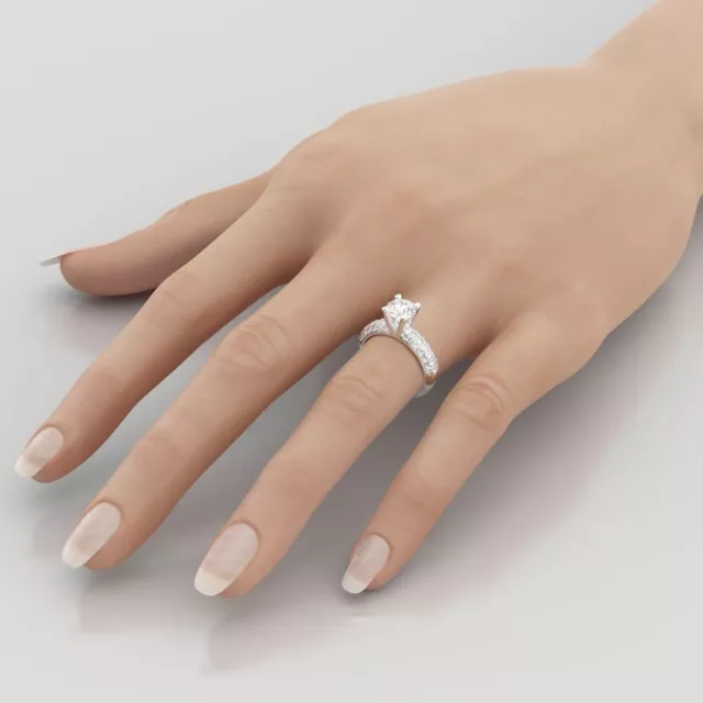 1.35 CT F-G/SI2-I1 Real Round Cut Diamond Engagement Ring 14K White Gold