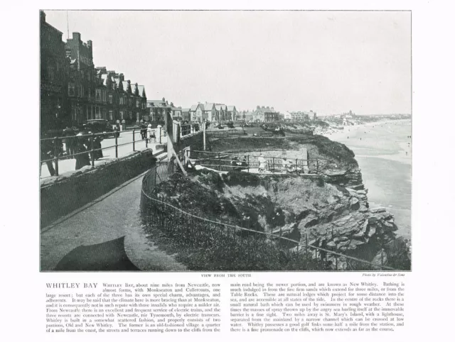 Whitley Bay From The South Yorkshire Antique Old Picture Print 1900 ROC#275