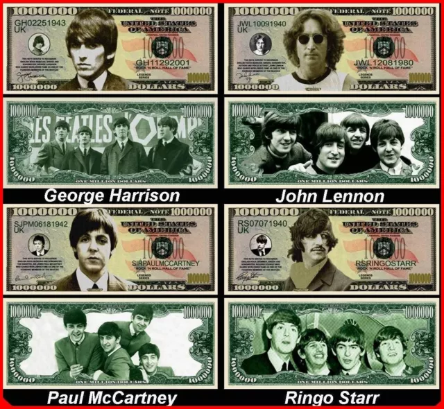 The BEATLES Billets Collection MILLION DOLLAR US ! John LENNON Paul Mc CARTNEY