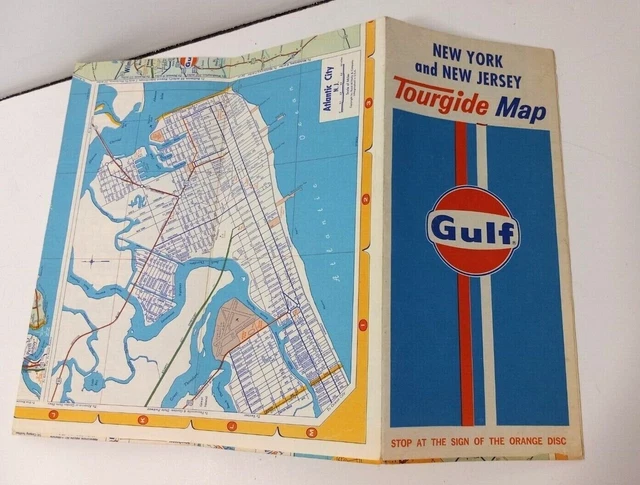 GULF FOLD OUT Tour Guide Map of New York and New Jersey Vintage 1974 ...