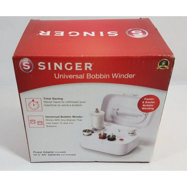 Bobinadora de bobina universal alimentada por batería Singer con adaptador de alimentación de CA NUEVO