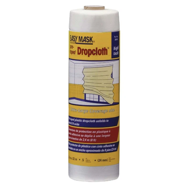 Trimaco Easy Mask Pre-Taped Plastic 8 Ft. x 75 Ft. 1/2 mil Drop Cloth 396490