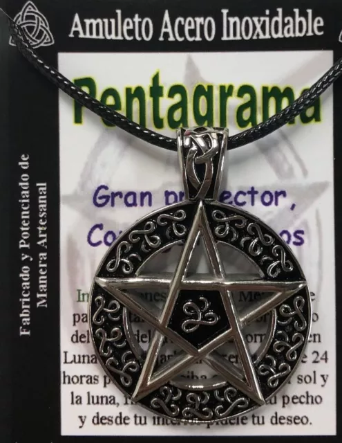 Colgante PENTAGRAMA amuleto talismán PROTECCIÓN de acero inoxidable