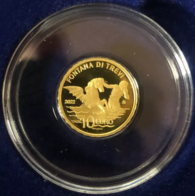 Italia 2022 Fontana De Trevi Moneda Oro 900‰ Proof Tirada Solo 1500 Piezas