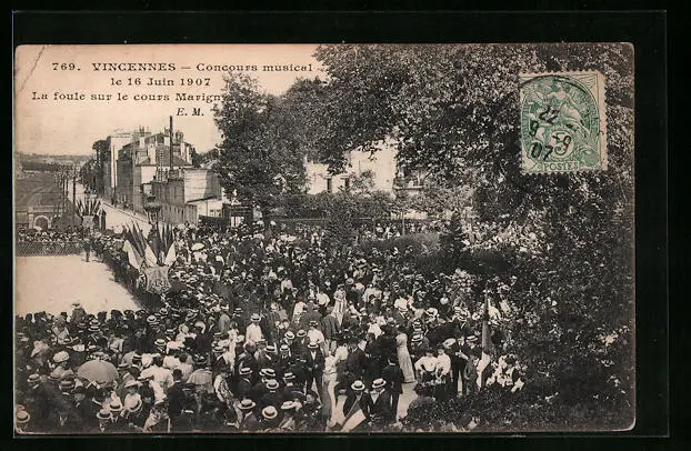 CPA Vincennes, 1907 Music Competition, The Crowle sur le Cours Marigny 1907