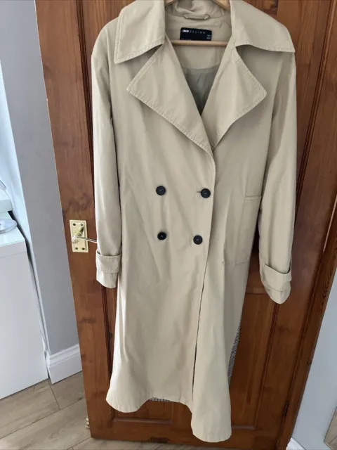 TRENCH/MAC in Beige With Check Back In Size 6 Oversized (fits 6-10) ASOS DESIGN